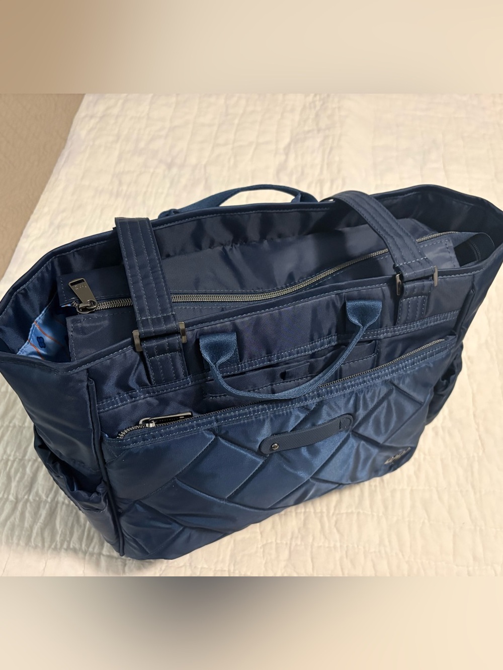 lug Quilted Navy Tote Bag - ships next day! - Picture 2 of 6